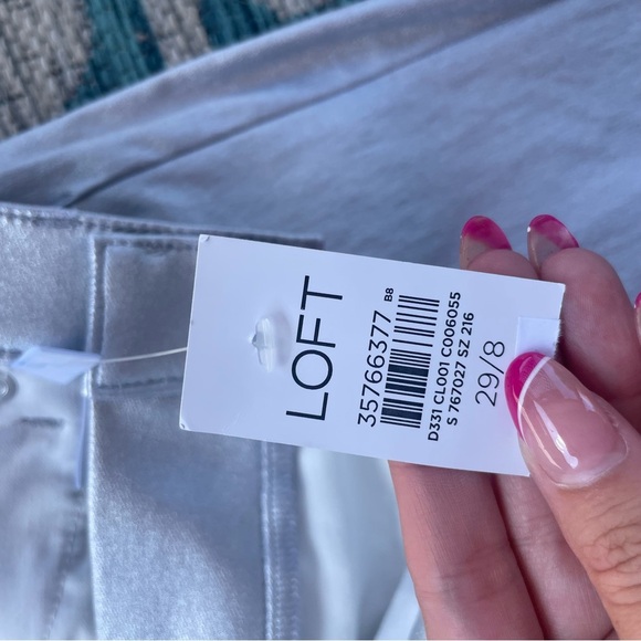 Ann Taylor Loft Coated High Rise Straight Jeans in Silver Metallic - Picture 6 of 10